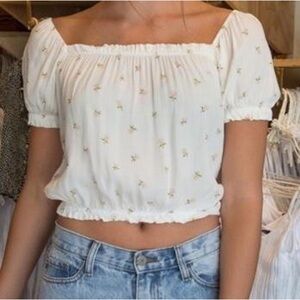 Brandy Melville White Floral Mira Top